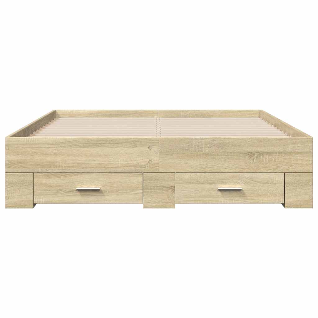 Πλαίσιο Κρεβατιού με συρτάρια Sonoma Δρυς 135x190εκ. Επεξ. Ξύλο