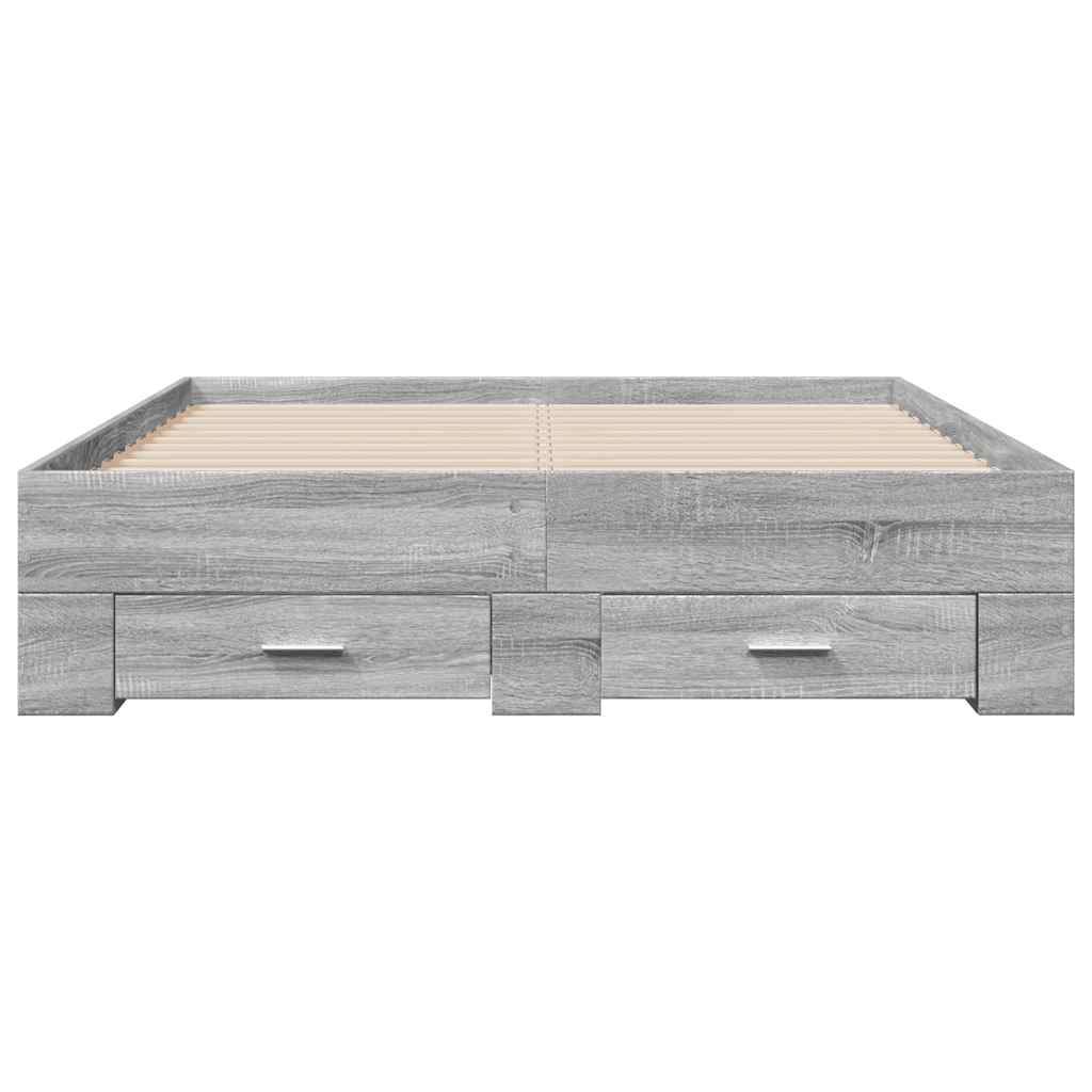 Πλαίσιο Κρεβατιού με συρτάρια Γκρι sonoma 135x190εκ. Επεξ. Ξύλο