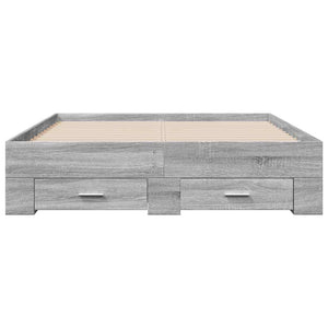 Πλαίσιο Κρεβατιού με συρτάρια Γκρι sonoma 135x190εκ. Επεξ. Ξύλο