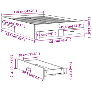 Πλαίσιο Κρεβατιού με Συρτάρια Μαύρο 120x190 εκ Επεξεργ. Ξύλο