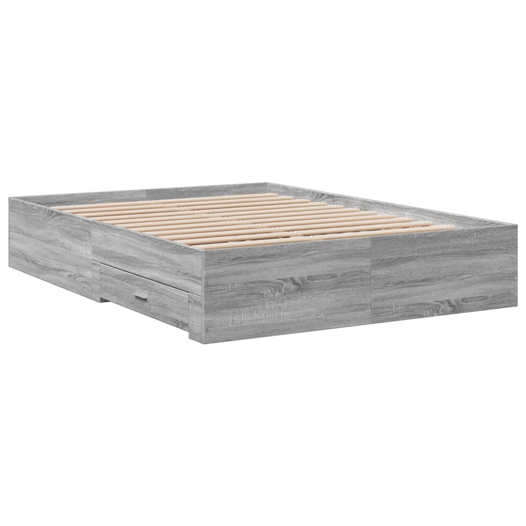 Πλαίσιο Κρεβατιού με συρτάρια Γκρι sonoma 120x190εκ. Επεξ. Ξύλο