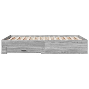 Πλαίσιο Κρεβατιού με συρτάρια Γκρι sonoma 120x190εκ. Επεξ. Ξύλο