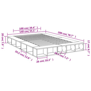Πλαίσιο Κρεβατιού Καφέ Δρυς 140x200 εκ. Επεξεργασμένο Ξύλο - Pakobazaar