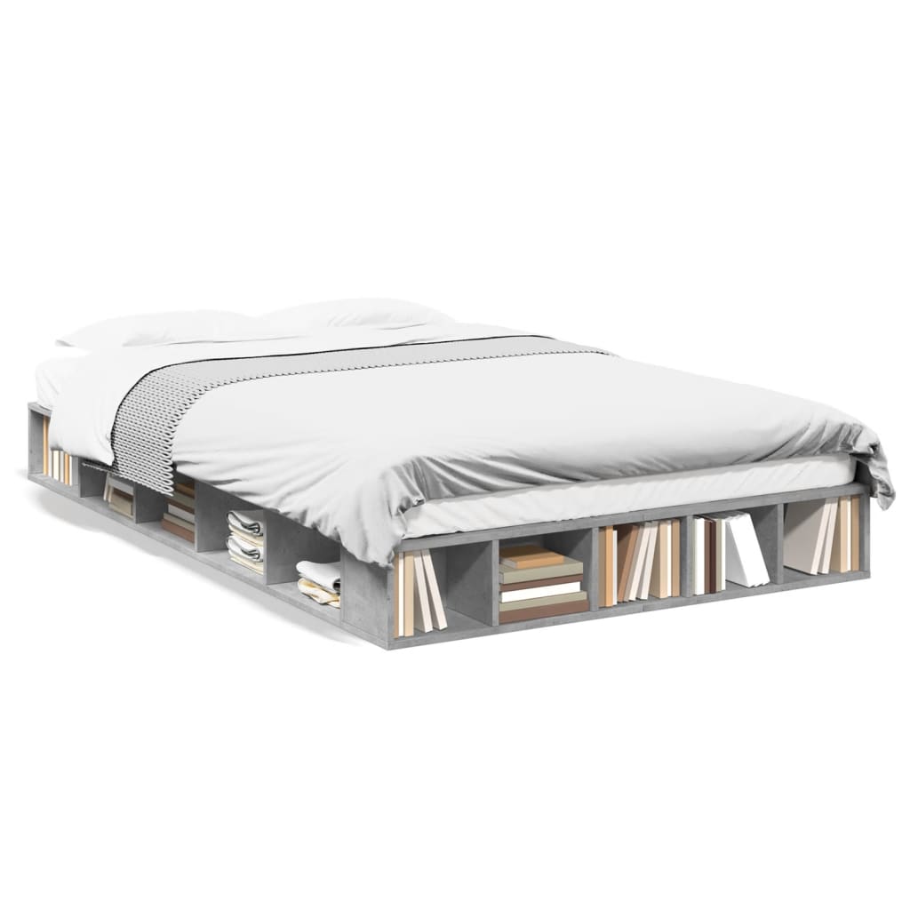 Πλαίσιο Κρεβατιού Γκρι Σκυροδέματος 120x190 εκ. Επεξεργ. Ξύλο - Pakobazaar