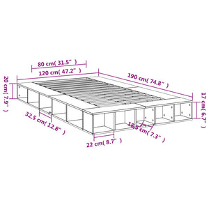 Πλαίσιο Κρεβατιού Γκρι Sonoma 120 x 190 εκ. Επεξεργασμένο Ξύλο