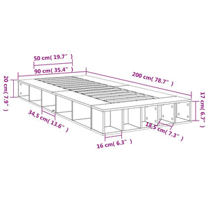 Πλαίσιο Κρεβατιού Γκρι Sonoma 90x200 εκ. Επεξεργασμένο Ξύλο
