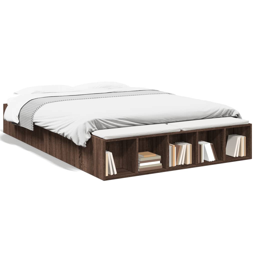 Πλαίσιο Κρεβατιού Καφέ Δρυς 150x200 εκ. Επεξεργασμένο Ξύλο