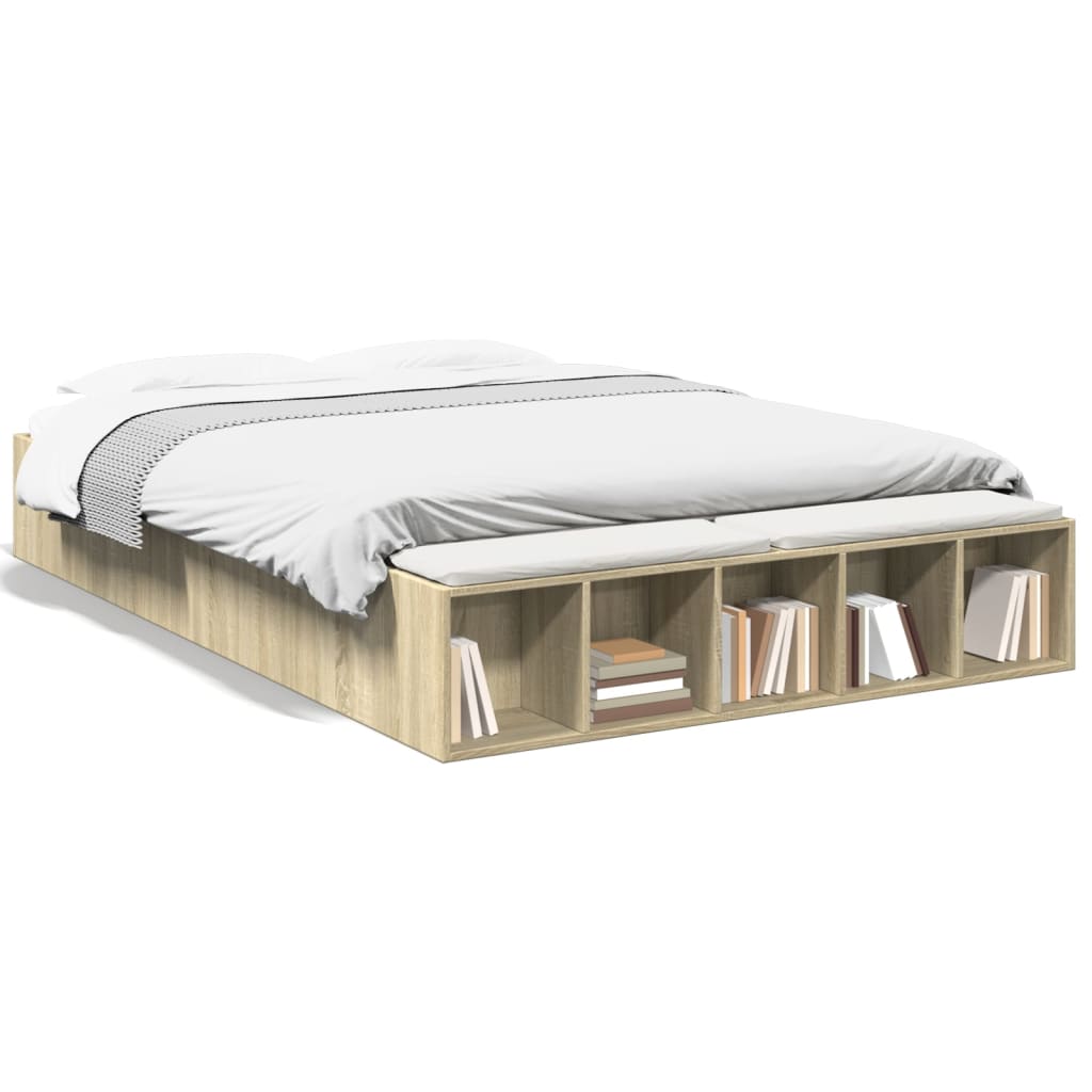 Πλαίσιο Κρεβατιού Sonoma Δρυς 140x200 εκ. Επεξεργασμένο Ξύλο - Pakobazaar