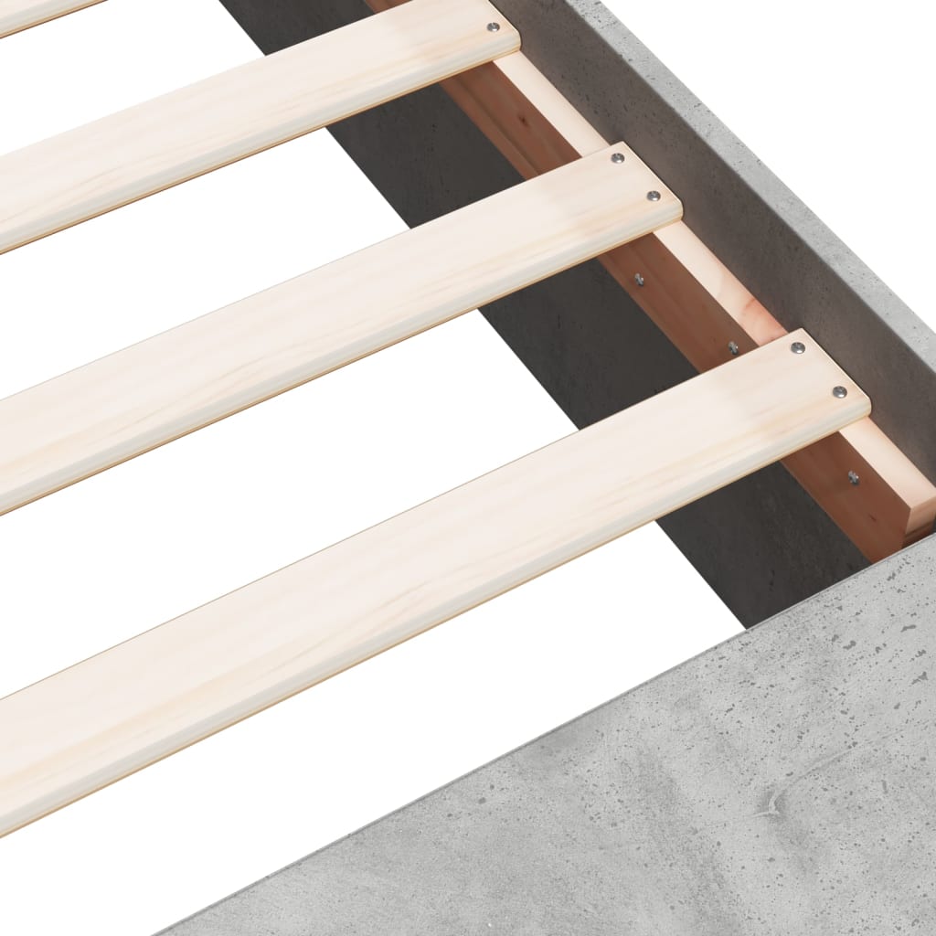 Πλαίσιο Κρεβατιού Γκρι Σκυροδέματος 135x190 εκ. Επεξεργ. Ξύλο