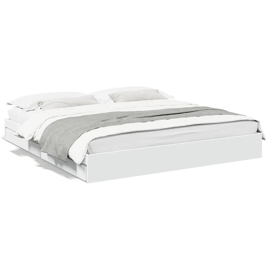 Πλαίσιο Κρεβατιού με Συρτάρια Χωρίς Στρώμα Λευκό 180x200 εκ.