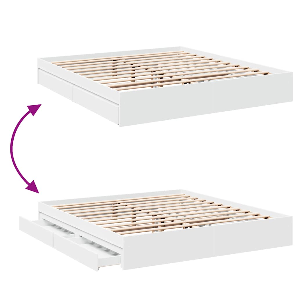 Πλαίσιο Κρεβατιού με Συρτάρια Χωρίς Στρώμα Λευκό 180x200 εκ.