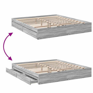 Πλαίσιο Κρεβατιού με συρτάρια Γκρι sonoma 180x200εκ. Επεξ. Ξύλο