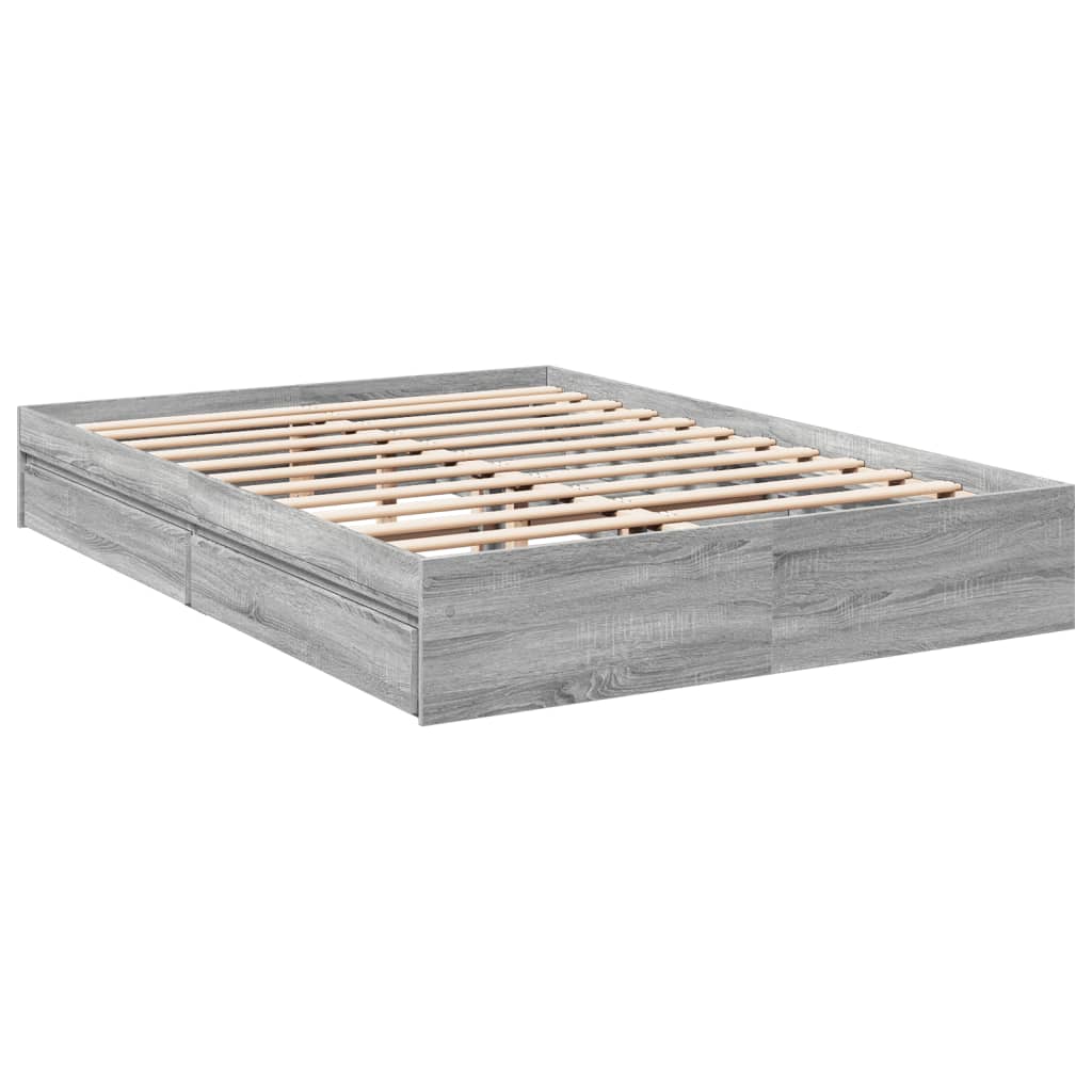 Πλαίσιο Κρεβατιού με Συρτάρια Γκρι Sonoma 150x200εκ. Επεξ. Ξύλο