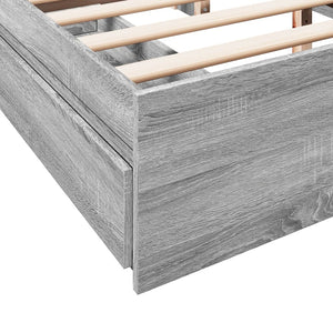 Πλαίσιο Κρεβατιού με Συρτάρια Γκρι Sonoma 150x200εκ. Επεξ. Ξύλο