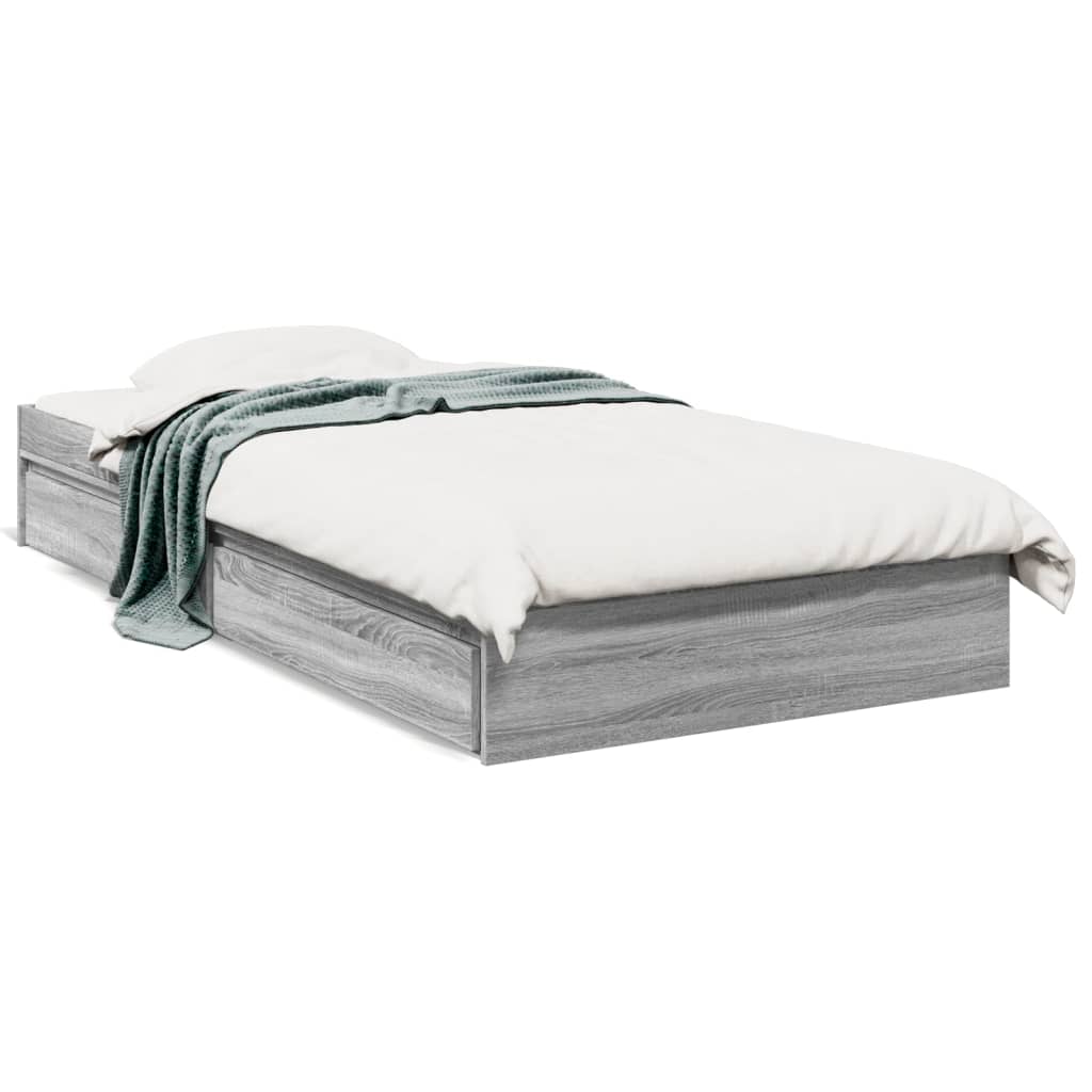 Πλαίσιο Κρεβατιού με συρτάρια Γκρι sonoma 90x200εκ. Επεξ. Ξύλο