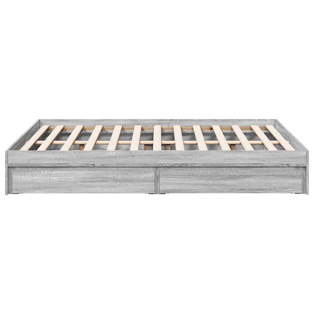 Πλαίσιο Κρεβατιού με συρτάρια Γκρι sonoma 140x190εκ. Επεξ. Ξύλο