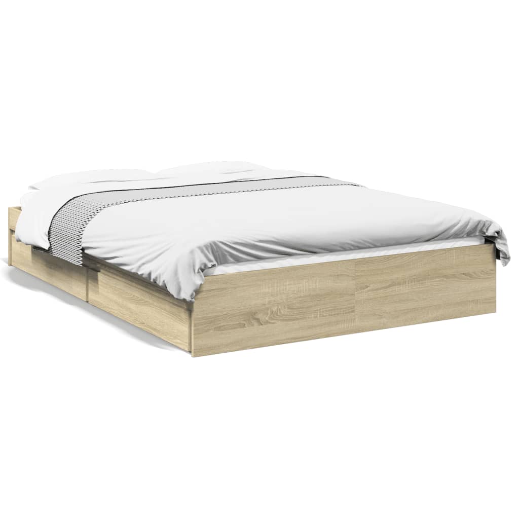 Πλαίσιο Κρεβατιού με συρτάρια Sonoma Δρυς 135x190εκ. Επεξ. Ξύλο