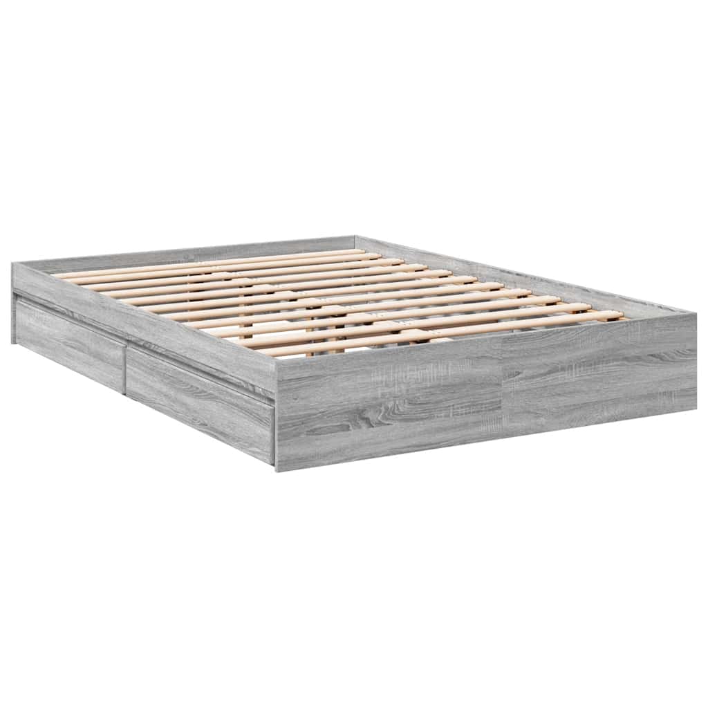 Πλαίσιο Κρεβατιού με συρτάρια Γκρι sonoma 135x190εκ. Επεξ. Ξύλο