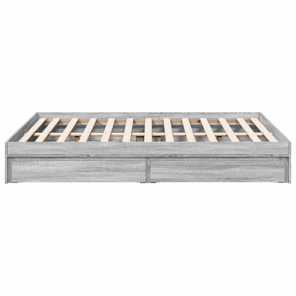 Πλαίσιο Κρεβατιού με συρτάρια Γκρι sonoma 135x190εκ. Επεξ. Ξύλο