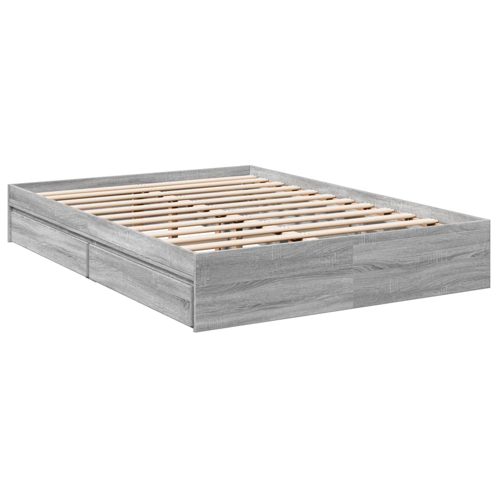 Πλαίσιο Κρεβατιού με συρτάρια Γκρι sonoma 135x190εκ. Επεξ. Ξύλο