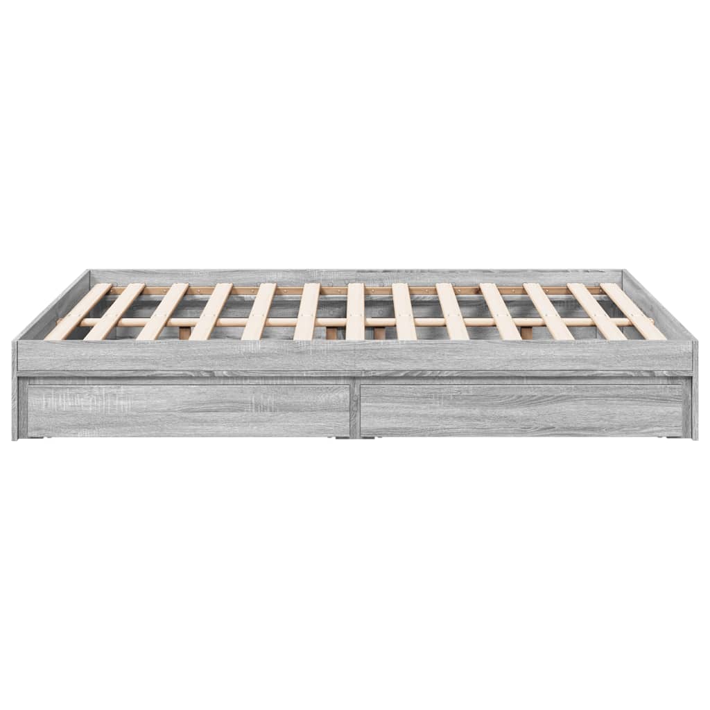 Πλαίσιο Κρεβατιού με συρτάρια Γκρι sonoma 120x190εκ. Επεξ. Ξύλο - Pakobazaar