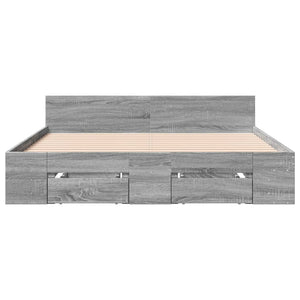 Πλαίσιο Κρεβατιού με συρτάρια Γκρι sonoma 160x200εκ. Επεξ. Ξύλο