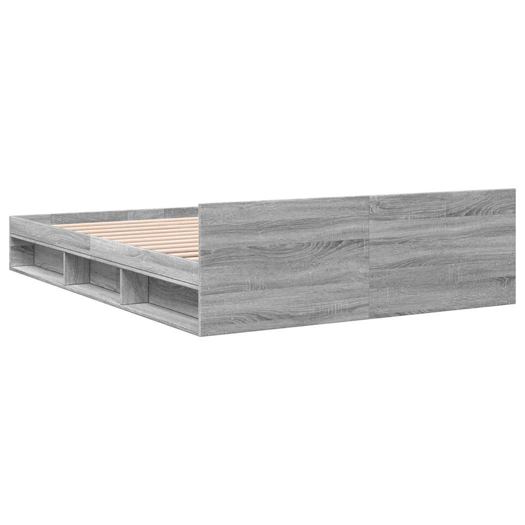 Πλαίσιο Κρεβατιού με Συρτάρια Γκρι Sonoma 150x200εκ. Επεξ. Ξύλο