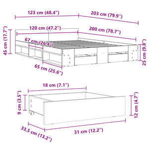 Πλαίσιο Κρεβατιού με συρτάρια Sonoma Δρυς 120x200εκ. Επεξ. Ξύλο - Pakobazaar