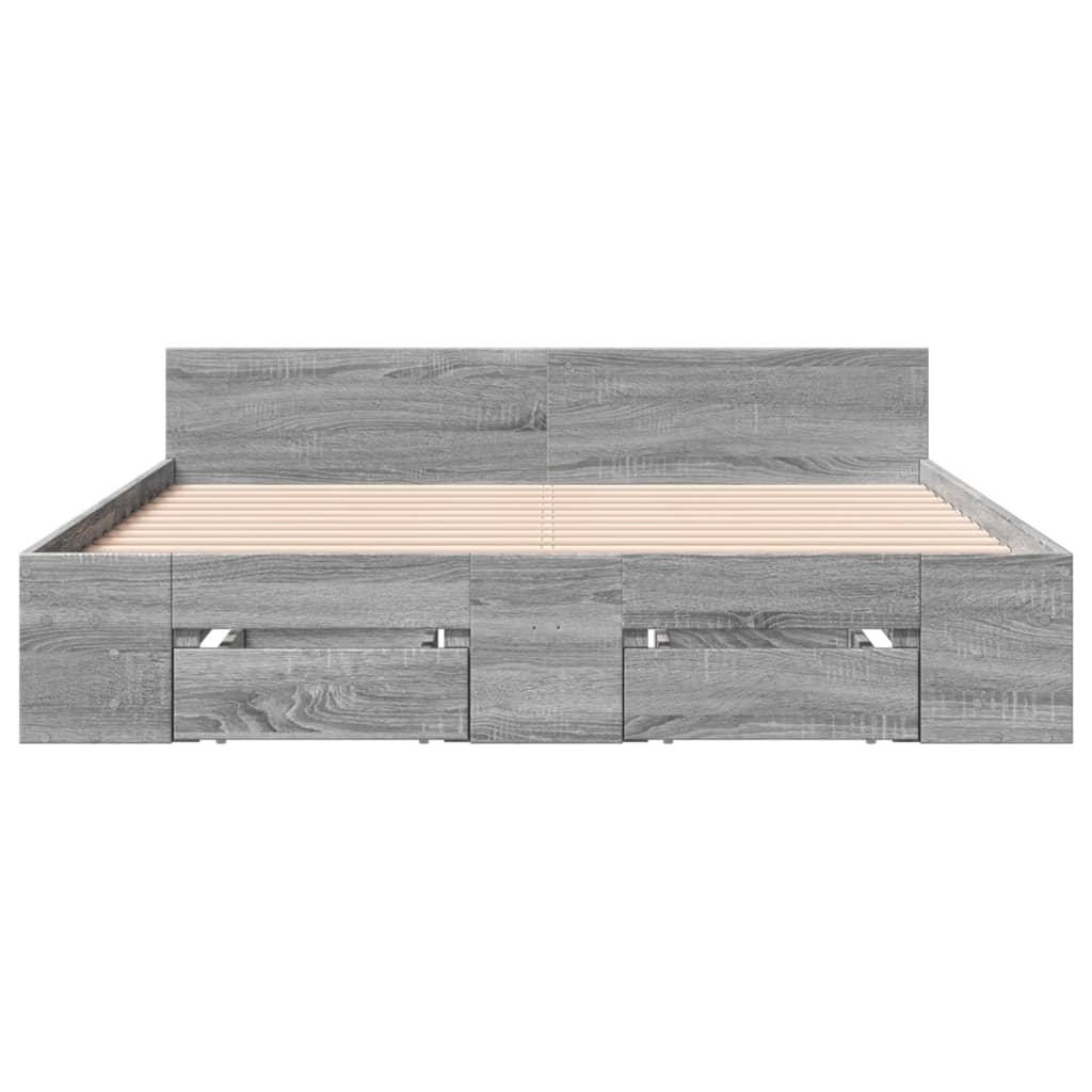 Πλαίσιο Κρεβατιού με συρτάρια Γκρι sonoma 135x190εκ. Επεξ. Ξύλο