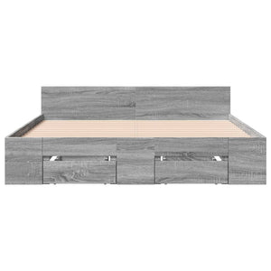 Πλαίσιο Κρεβατιού με συρτάρια Γκρι sonoma 135x190εκ. Επεξ. Ξύλο