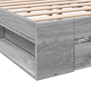 Πλαίσιο Κρεβατιού με συρτάρια Γκρι sonoma 135x190εκ. Επεξ. Ξύλο