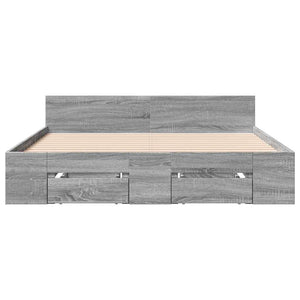 Πλαίσιο Κρεβατιού με συρτάρια Γκρι sonoma 120x190εκ. Επεξ. Ξύλο