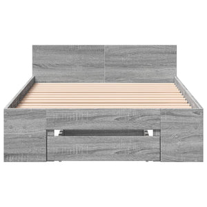 Πλαίσιο Κρεβατιού με Συρτάρια Γκρι Sonoma 75x190 εκ. Επεξ. Ξύλο - Pakobazaar