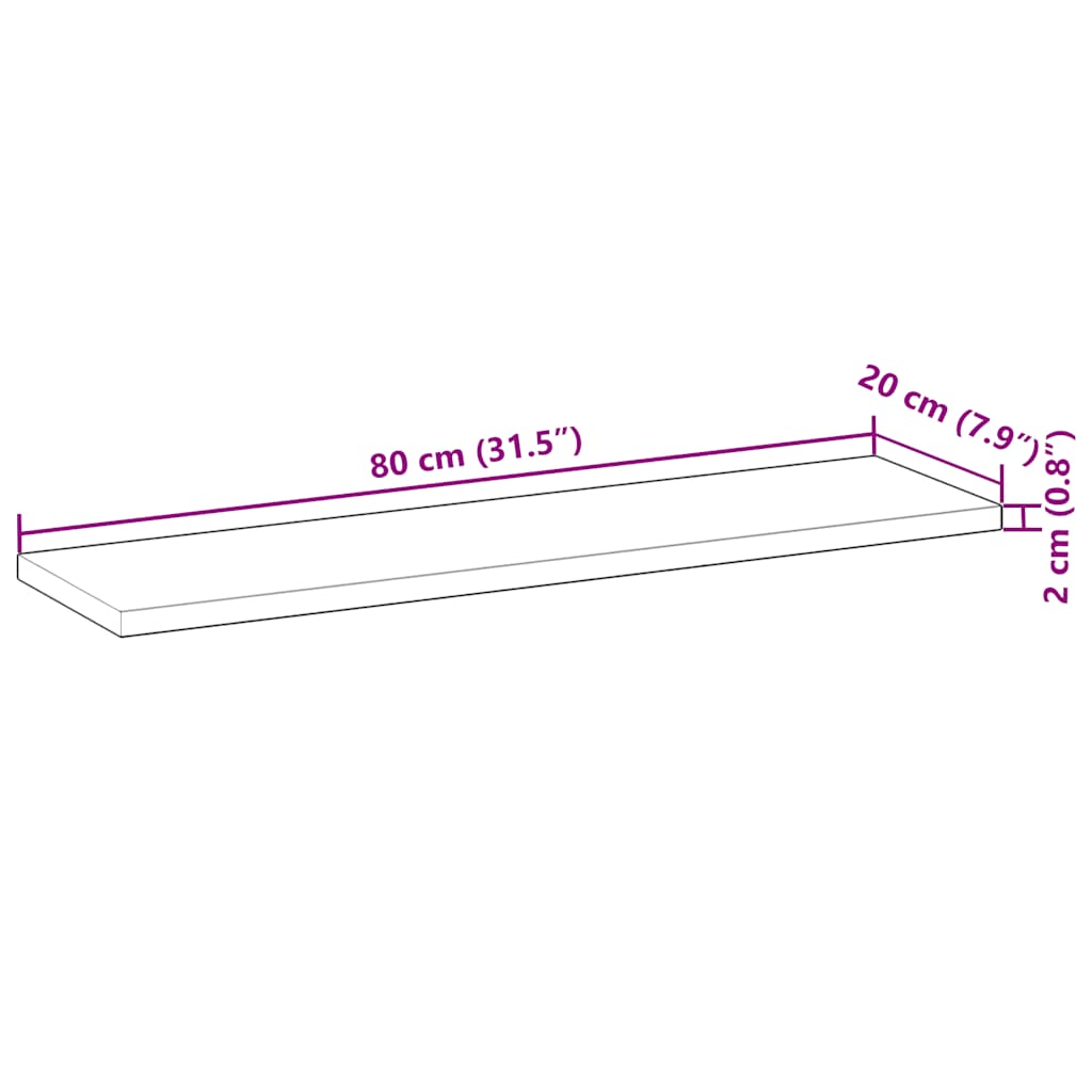 Ράφια Πλωτά 3 τεμ. 80x20x2 εκ. από Μασίφ Ξύλο Ακακίας χωρίς Επεξεργασία - Pakobazaar