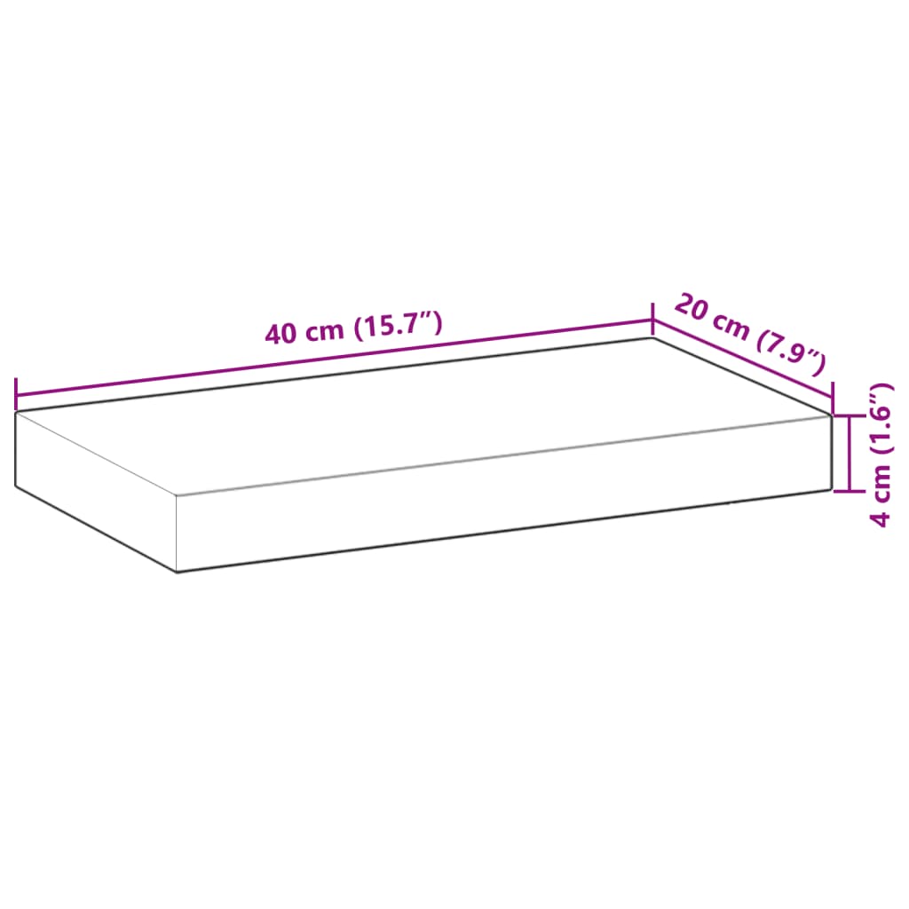 Ράφι Πλωτό 40x20x4 εκ. από Μασίφ Ξύλο Ακακίας χωρίς Επεξεργασία - Pakobazaar