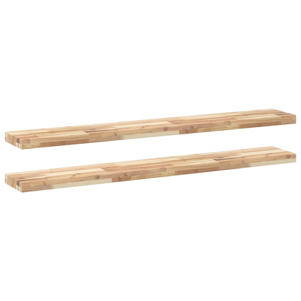 Ράφια Πλωτά 2 τεμ. 120x20x4 εκ. από Μασίφ Ξύλο Ακακίας - Pakobazaar