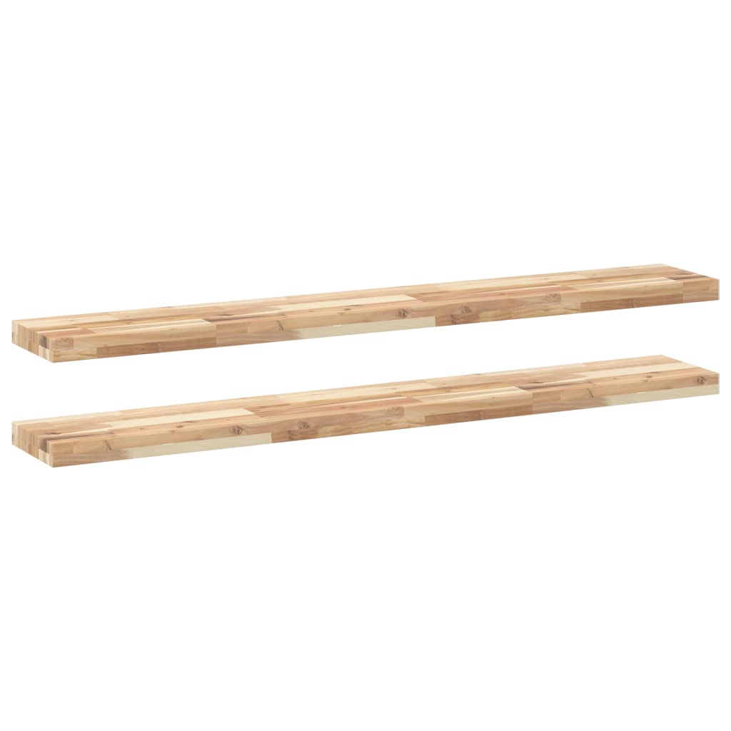 Ράφια Πλωτά 2 τεμ. 140x20x4 εκ. από Μασίφ Ξύλο Ακακίας - Pakobazaar