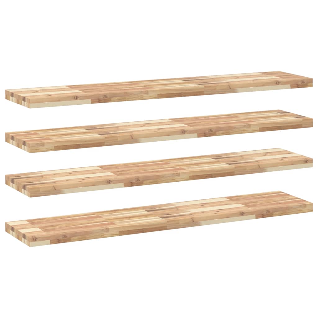 Ράφια Πλωτά 4 τεμ. 120x30x4 εκ. από Μασίφ Ξύλο Ακακίας - Pakobazaar