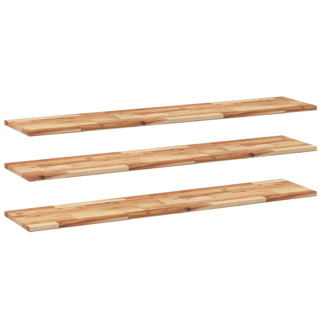 Ράφια Πλωτά 3 τεμ. 120x30x2 εκ. από Μασίφ Ξύλο Ακακίας με Φινίρισμα Λαδιού - Pakobazaar