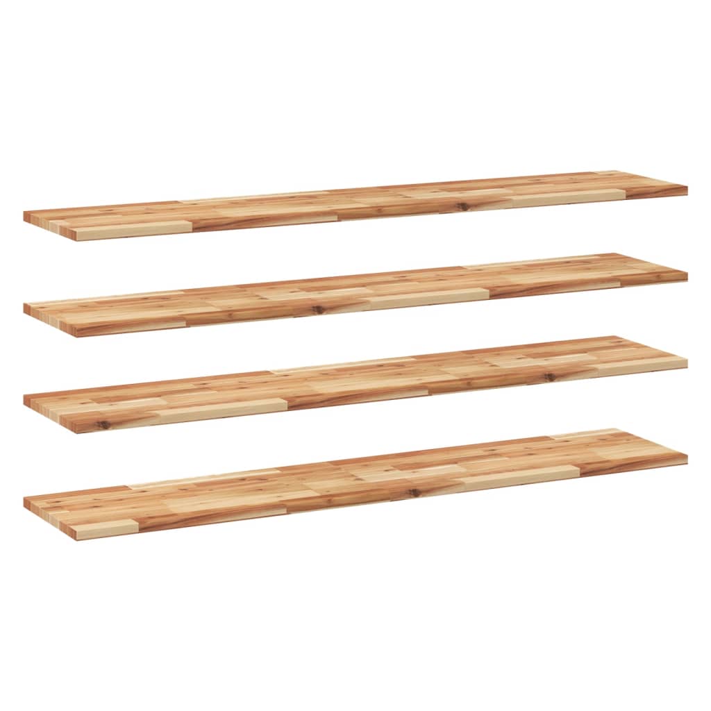 Ράφια Πλωτά 4 τεμ. 120x30x2 εκ. από Μασίφ Ξύλο Ακακίας με Φινίρισμα Λαδιού - Pakobazaar