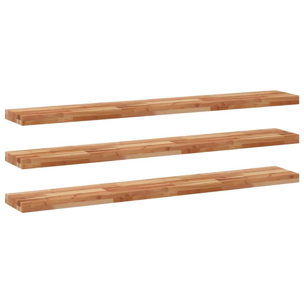 Ράφια Πλωτά 3 τεμ. 120x20x4 εκ. από Μασίφ Ξύλο Ακακίας με Φινίρισμα Λαδιού - Pakobazaar