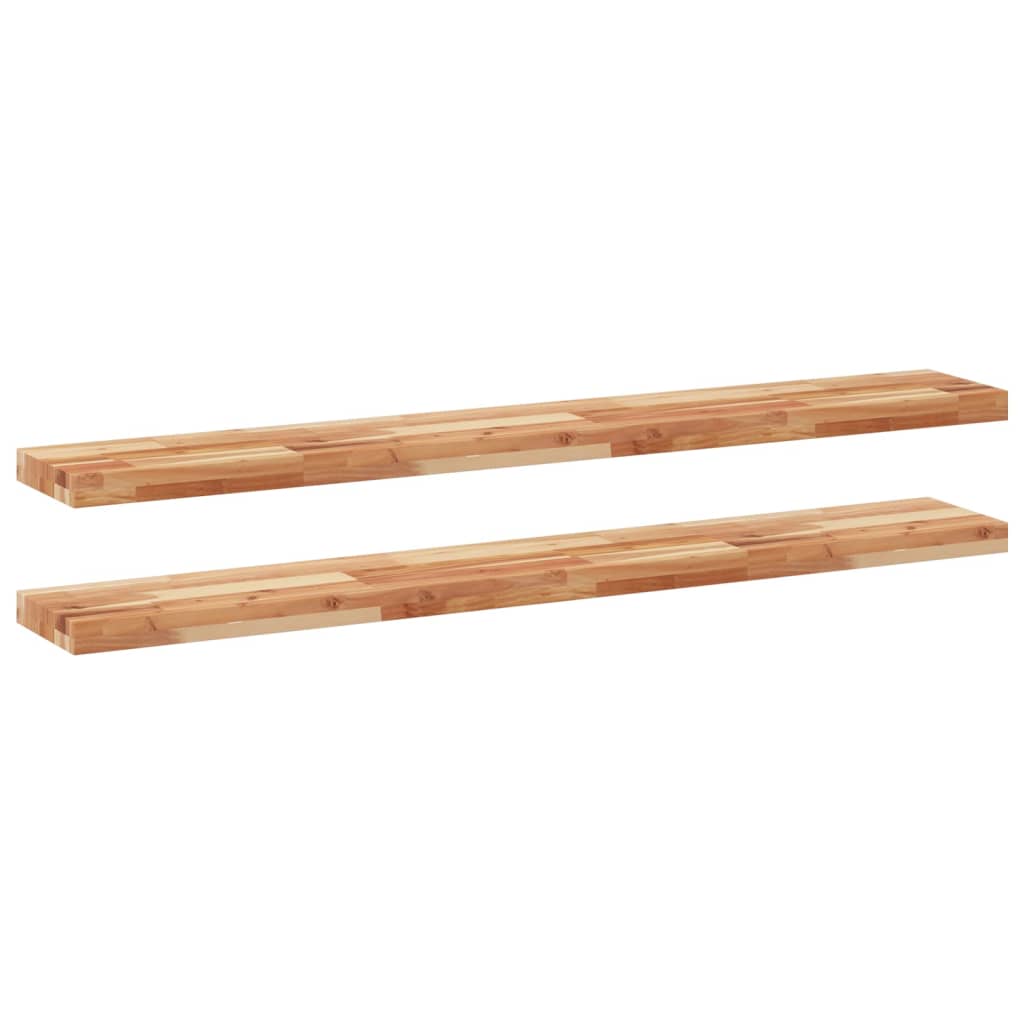 Ράφια Πλωτά 2 τεμ. 140x20x4 εκ. από Μασίφ Ξύλο Ακακίας με Φινίρισμα Λαδιού - Pakobazaar