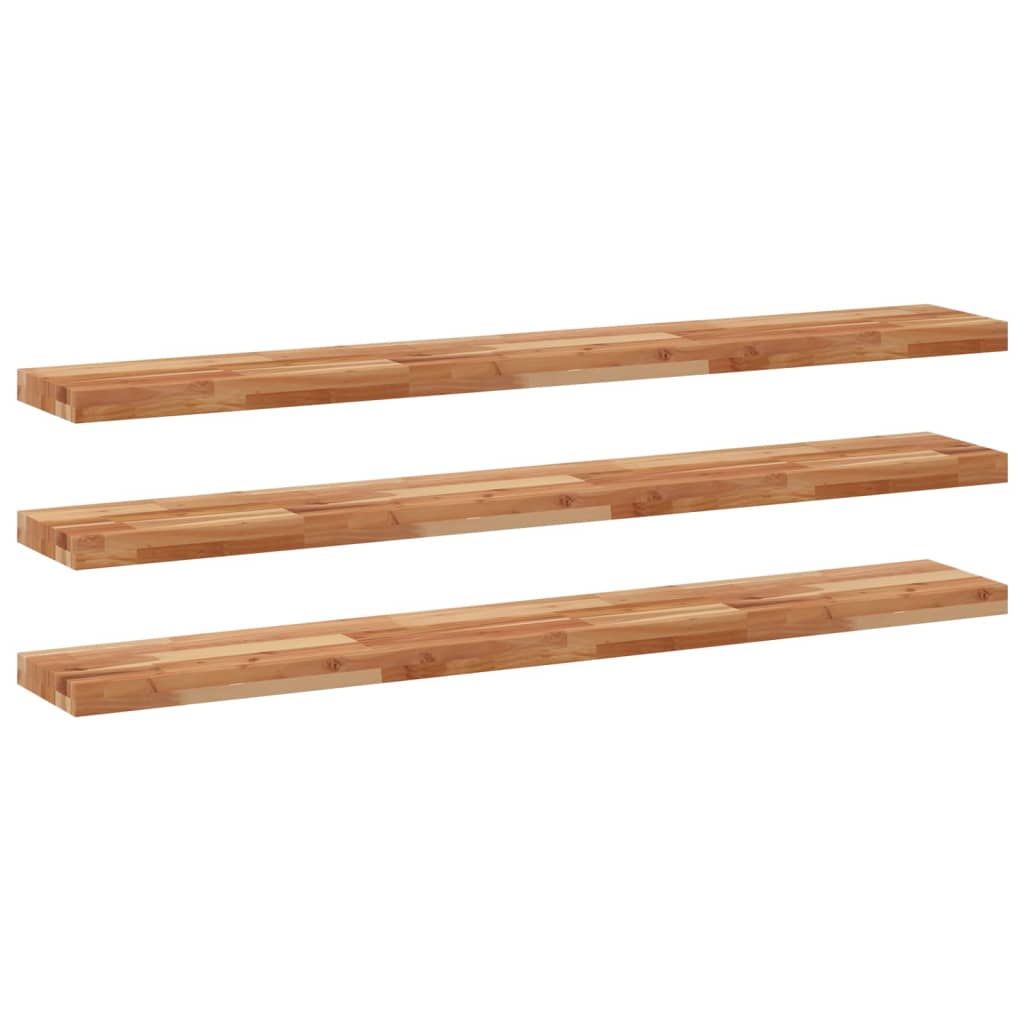 Ράφια Πλωτά 3 τεμ. 140x20x4 εκ. από Μασίφ Ξύλο Ακακίας με Φινίρισμα Λαδιού - Pakobazaar