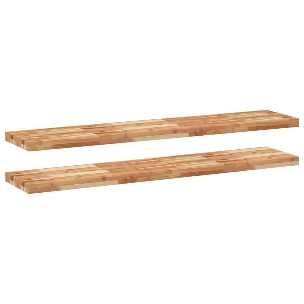 Ράφια Κρεμαστά 2 Τεμ. 120x30x4εκ. Φινίρισμα Λαδιού Μασίφ Ακακία - Pakobazaar