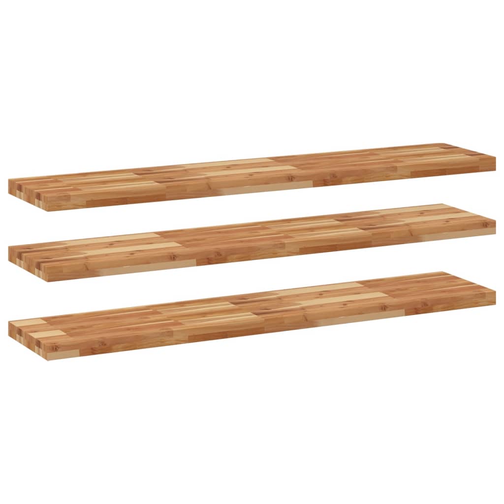 Ράφια Κρεμαστά 3 Τεμ. 120x30x4εκ. Φινίρισμα Λαδιού Μασίφ Ακακία - Pakobazaar