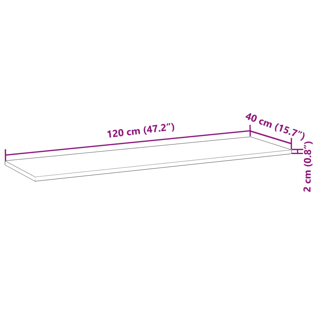 Επιφάνεια Νιπτήρα Μπάνιου Ακατέργαστη 120x40x2 εκ. Μασίφ Ακακία - Pakobazaar