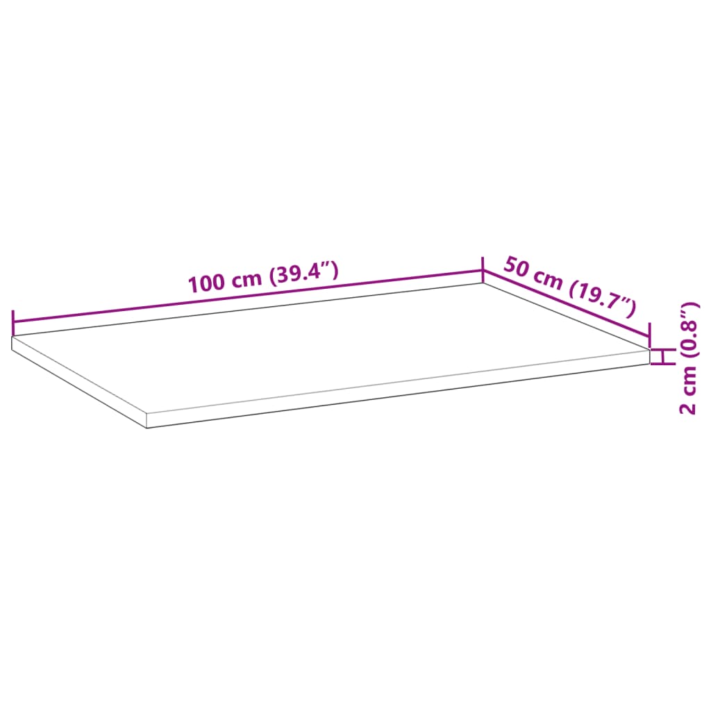 Επιφάνεια Νιπτήρα Μπάνιου Ακατέργαστη 100x50x2 εκ. Μασίφ Ακακία