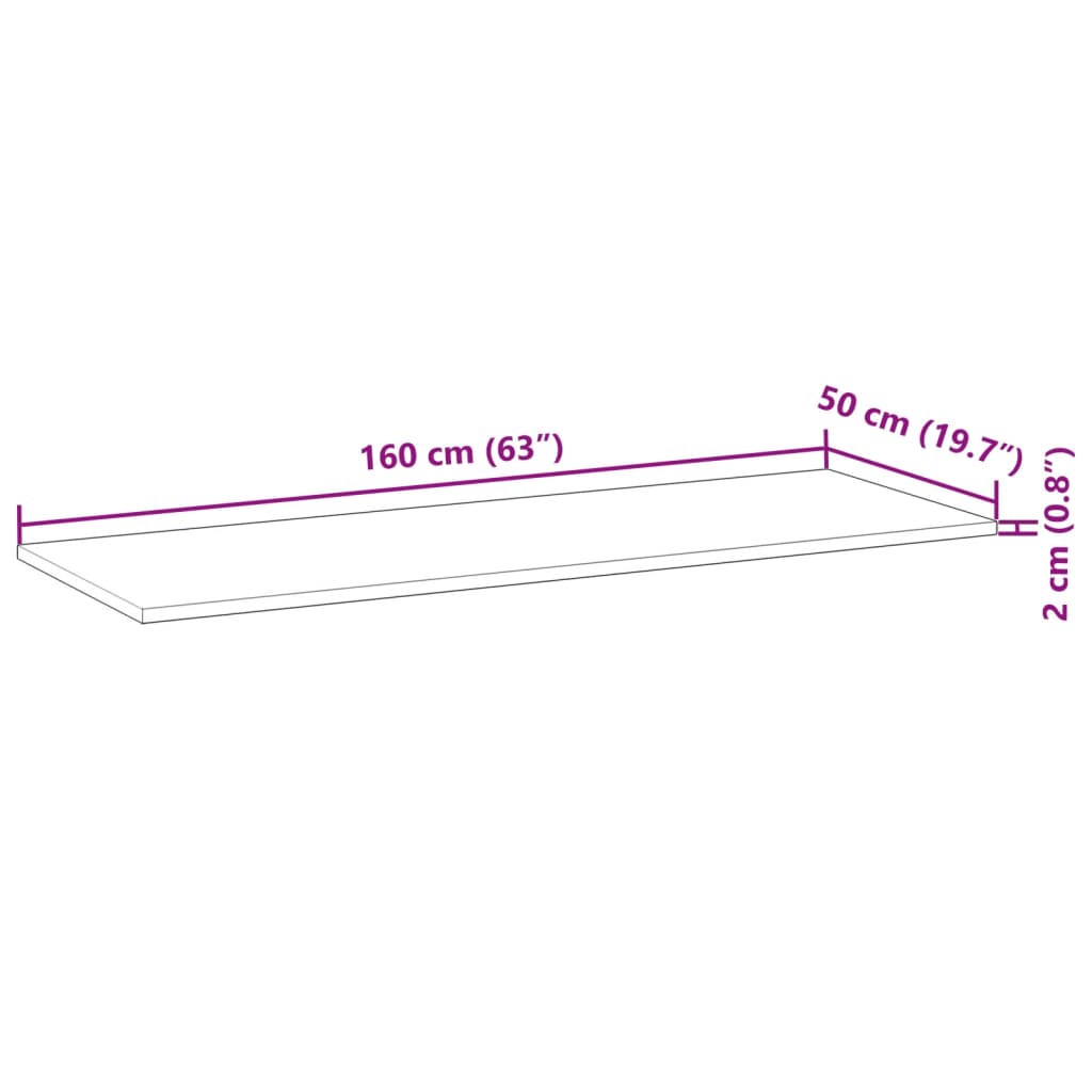 Επιφάνεια Νιπτήρα Μπάνιου Ακατέργαστη 160x50x2 εκ. Μασίφ Ακακία - Pakobazaar