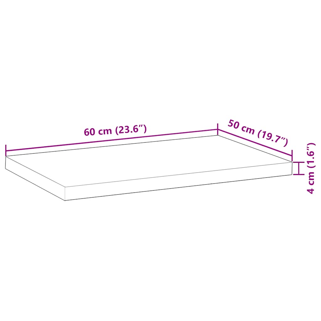 Επιφάνεια Τραπεζιού 60x50x4 εκ. Μασίφ Ξύλο Ακακίας - Pakobazaar