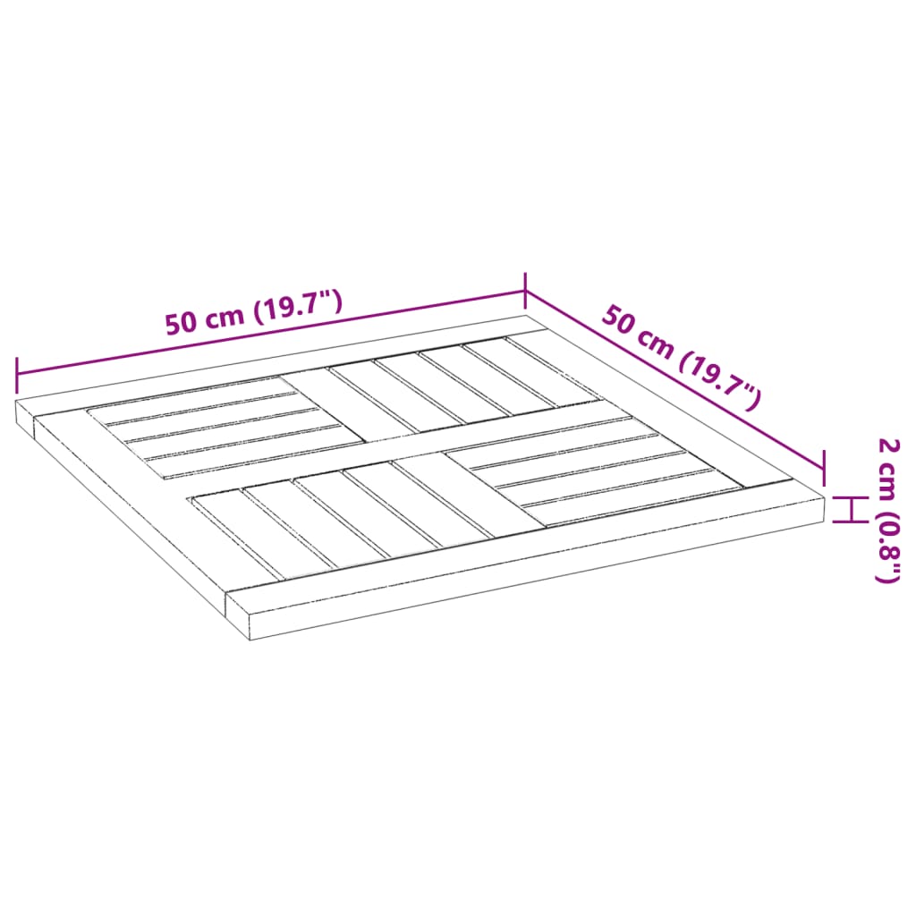 Επιφάνεια Τραπεζιού Τετράγωνη 50x50x2 εκ. Μασίφ Ξύλο Ακακίας